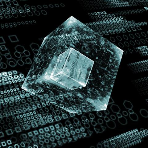 Quantum computer core futuristic technology digital layer dimension holographic process